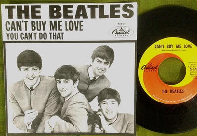 THE BEATLES - Can't Buy Me Love / You Can't Do That - 45 record w repro P/S 1964 Foto 1 de 4