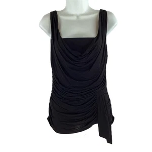 Coat Black Ruched Cowl Neck Vest Top UK 12 - Picture 1 of 6