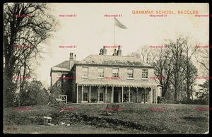 BECCLES Suffolk Grammar School Building Flag Pole Vtg Photo Postcard 1905 - Picture 1 of 2