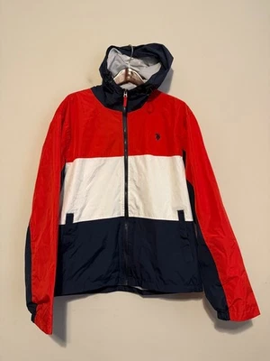 ⛈️ U.S. Polo Assn. Chaqueta cortavientos para hombre XL cremallera completa con capucha repelente al agua Foto 1 de 4