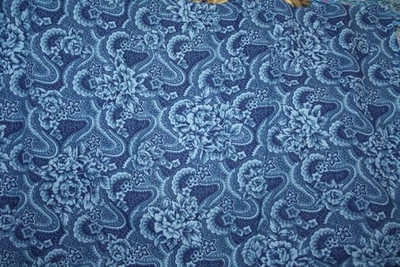 BLUE ON BLUE ALTERNATING FLORALS FROM SPRINGS - 100% COTTON FABRIC - Image 1 of 4