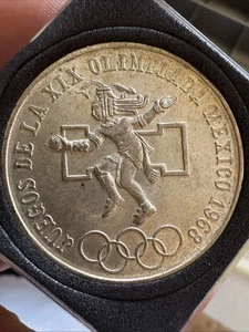 1968-Mo Mexico City Olympics Silver $25 Pesos Coin - Picture 1 of 2