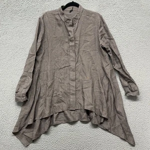 Stella Carakasi Top Womens M Gray Linen Tunic Lagenlook Hippie Boho Minimalist - Picture 1 of 17