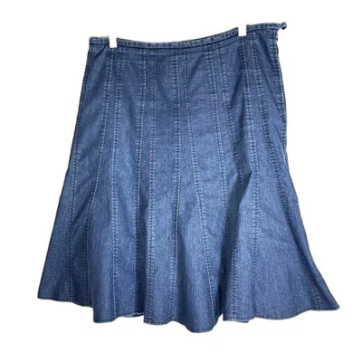 Falda acampanada de mezclilla Larry Levine elástica pequeña talla 12P Foto 1 de 4