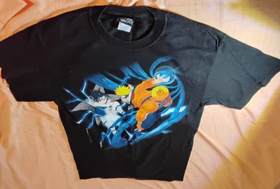 Vintage Naruto shirt men's size M black anime Sasuke vs Naruto 2002 - Image 1 of 4