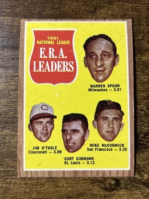 1962 Topps - Líderes de la Liga Warren Spahn, Mike McCormick, Curt Simmons #56 Foto 1 de 2