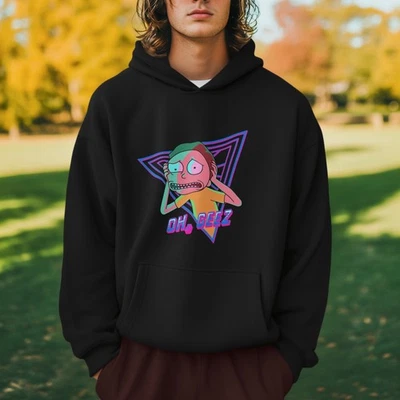 Morty Smith Oh Geez Hoodie Rick and Morty Cartoon Graphic Pullover Unisex Funny - Image 1 of 4