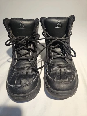Nike Niños 1.5Y ACG Woodside II Alto Triple Negro Cuero Nylon Botas  Foto 1 de 4