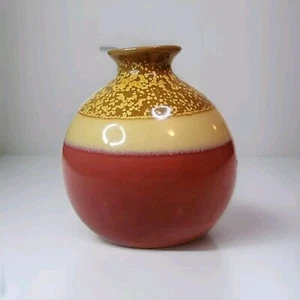 Vase rot hellbraun glasierte Keramik Knospentisch  - Bild 1 von 5
