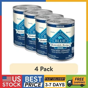 (4 pack) Blue Buffalo Homestyle Recipe Senior Wet Dog Food, Chicken, 12.5oz Can - Picture 1 of 13