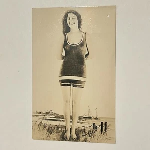 Vtg 1920s Glamour Girl Mack Sennett Bathing Beauty Cute Flapper Postcard RPPC - Picture 1 of 3