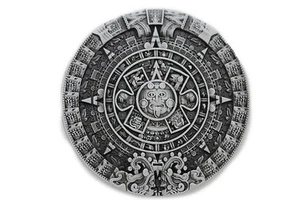Men Women Casual Belt Buckle Silver Metal Western Fashion Aztec Calendar Mayan - Picture 1 of 8