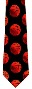 Orange Basketballs Men's Necktie Sports Black Neck Tie Novelty Coach Gift - Picture 1 of 4
