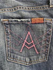 SEVEN FOR ALL MANKIND Indigo Washed Bootcut Pink A Pocket Jeans 26/32 - Picture 1 of 5