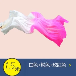 Kids Bamboo Long Fan Handmade Gradient Color Belly Dance Prop Silk Veil Costume - Picture 1 of 20