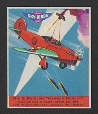 1941 R137 Goudey Gum Card - Sky Birds Fighter War Planes - #3 Hawker Henley