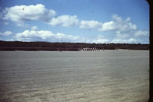 35mm Slide Army Day 1948 Troops Of 4th Division Fort Ord CA Red Border - Picture 1 of 2
