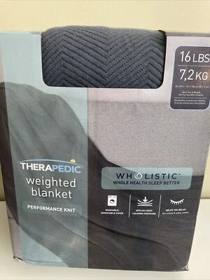 Therapedic Wholistic 16lb Performance Jersey Knit Weighted Blanket Navy Blue - Image 1 of 3