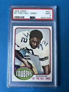 Tarjeta Topps de novato Ed “Too Tall” Jones Cowboys 1976 como nueva PSA 9 RARA - Imagen 1 de 2