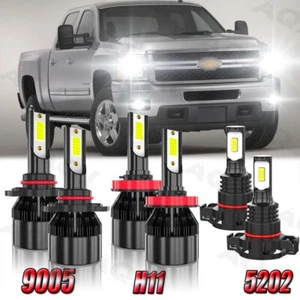 LED Headlight Hi-Lo Beam Fog Light Bulbs For Chevy Silverado 1500 2500 2007-2015 - Picture 1 of 21