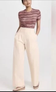 New Ulla Johnson Sz 8  Pasquale Ultra Wide Leg Pleat Front Pants Linen/Silk - Picture 1 of 7
