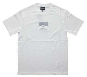 Camiseta de algodón blanca con logotipo de águila bordado EMPORIO ARMANI para hombre - Imagen 1 de 3