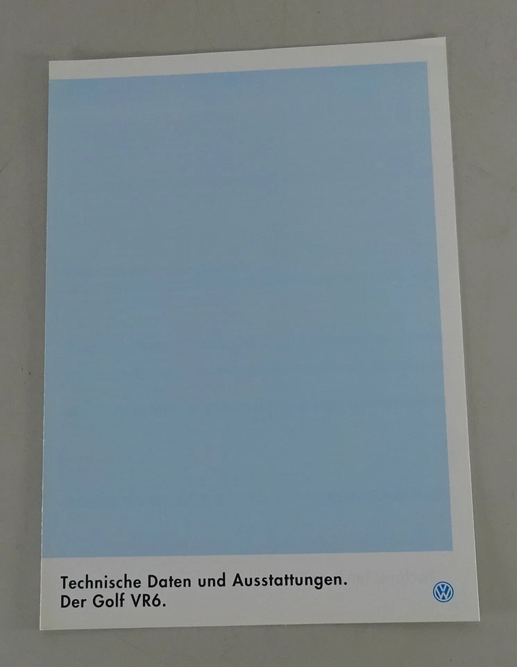 Brochure VW Golf 3 / III VR6 Dati Tecnici E Dotazioni Di 08/1993 - Immagine 1 di 1