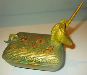 Vintage Brass Unicorn Trinket/Coin Box - Picture 1 of 4