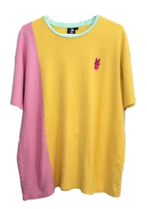 Apari Yellow Pink Split Colorblock T-Shirt Anime Bunny Logo Women's Size Large - Picture 1 of 12
