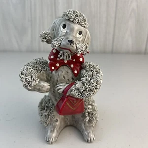 Cartera y arco rojo caniche espagueti gris antropomórfico vintage Japón MCM AÑOS 50 5,5" - Imagen 1 de 16