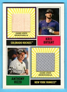 Anthony Rizzo & Kris Bryant 2025 Topps Heritage Dual MLB Collection Relic SP - Bild 1 von 2