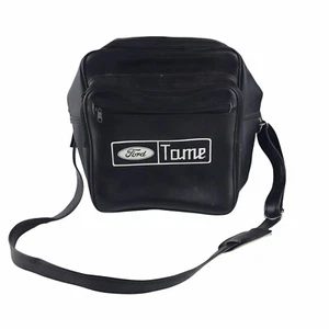 Vintage 1970s Ford Tame Black Vinyl Tote Bag Luggage Car Motor Automobile 13" - Picture 1 of 10