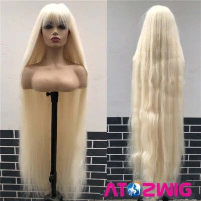 Moda Peluca de cabello liso rizado con flequillo para mujer negra Peluca rizada Yaki de 48 pulgadas Foto 1 de 4