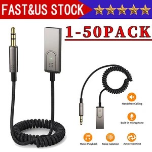 USA AUX auf Bluetooth 5.1 Adapter 3,5 mm Bluetooth Empfänger Mikrofon für Auto Posten - Bild 1 von 21