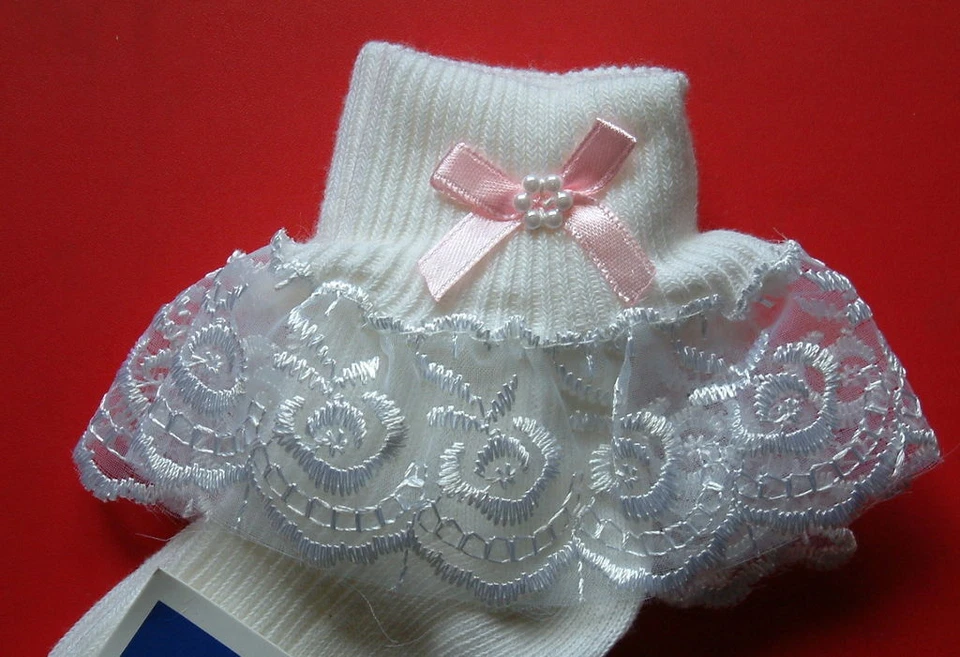 JESTER MÄDCHEN WEISSE RÜSCHEN SPITZE SOCKEN GRÖSSE VIELE GRÖSSEN ROSA