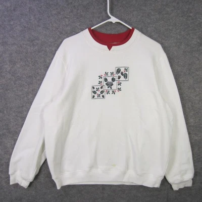 Baxter & Wells 卫衣女式 XL 套衫松果花卉刺绣上衣 — 第 1/4 张图片