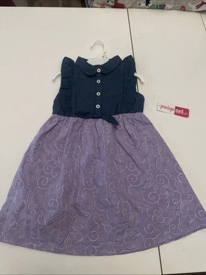 Vestido Penelope Mack Niñas Sin Mangas Niñas Talla 4t Denim y Púrpura Vestido Foto 1 de 4