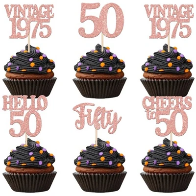 30 PIEZAS Feliz 50 Cumpleaños Cupcake Toppers Brillo Hola 50 Cincuenta De Colección 1975... Foto 1 de 4