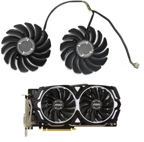 Pair Fans Cooling Fan FOR MSI ARMOR RX 470 480 570 580 PLD09210S12HH - Image 1 of 4