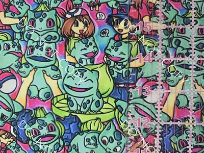 Custom 100% Cotton Woven Fabric Pokemon Bulbasaur By the 1/4 Yard 9x56  - Image 1 of 2