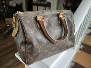 1960s Vintage Louis Vuitton LV Hand Bag Speedy 25 Brown Monogram Authentic - Picture 1 of 16