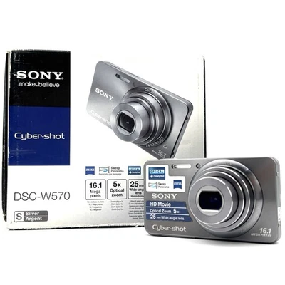 Fotocamera Compatta SONY CYBERSHOT DSC W570 Argento 16.1 MP Con Scatola - Immagine 1 di 4
