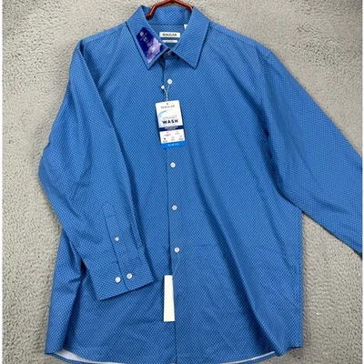 Vestido Camisa Haggar Para Hombre XL 17-17.5 32-33 Azul Geométrico Manga Larga Elastizado NUEVO Foto 1 de 4