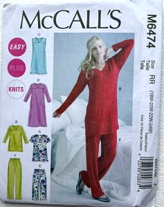 McCall's Pattern M6474  Knit Women's Top, Tunic, Gowns & Pants   Sizes: 18W-24W - Picture 1 of 2