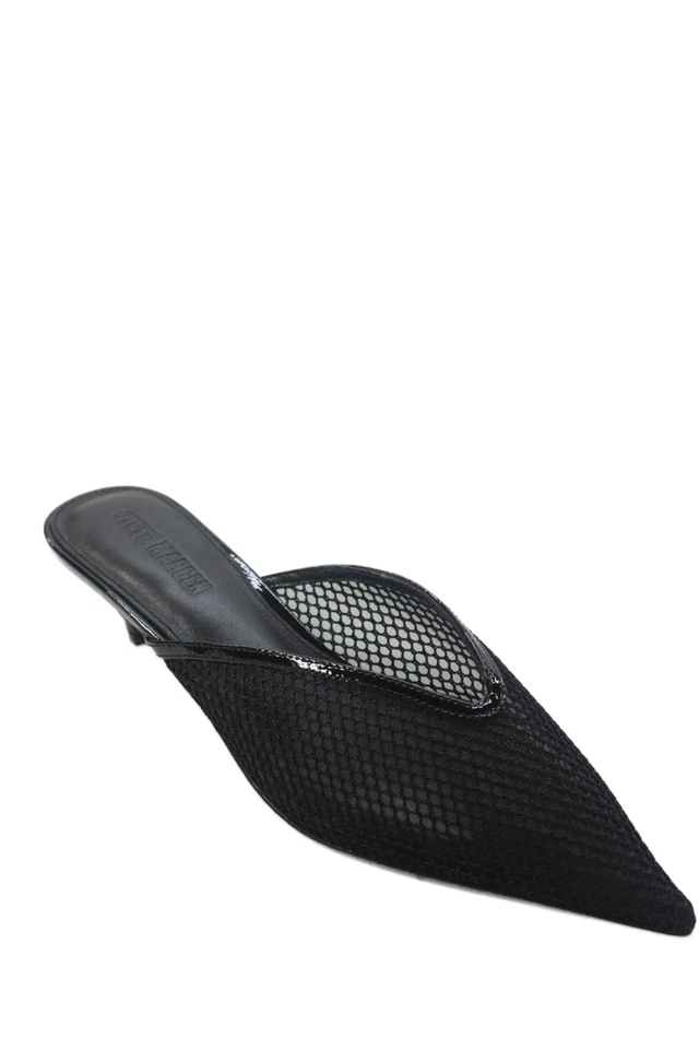 Steve Madden Womens Mesh Pointed Toe Kitten Heels Mules Shoes Black Size 9 - Image 1 of 4
