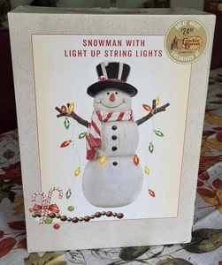 Cracker Barrel 12" Snowman Figurine Statue w/ Light Up String Lights NEW IN BOX  - Picture 1 of 4