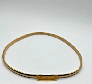 Women's Belt One Size Gold VTG Stretch Metal Skinny Hook Buckle Disco Dress - Picture 1 of 7