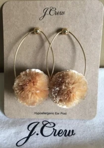 Neu mit Etikett J. Crew Raffia leichte beige Ohrringe Bommel - Bild 1 von 2