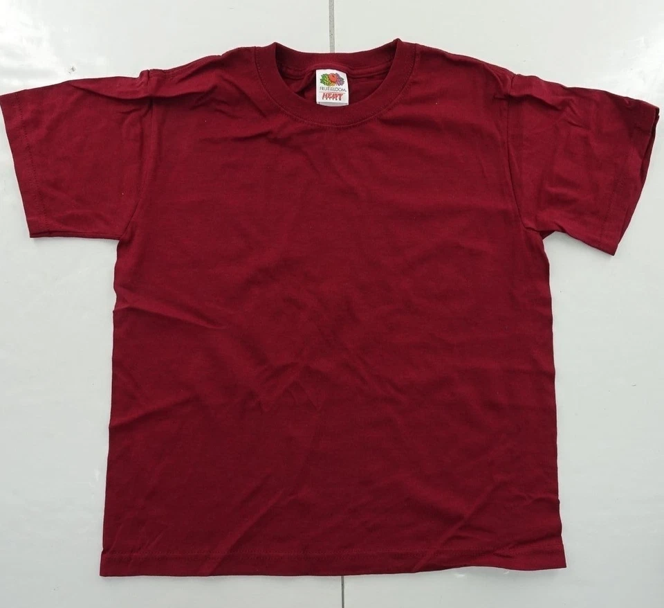New Jerzee Youth Short Sleeve 100% Cotton T-Shirt - Maroon  - See Variations - Image 1 of 1
