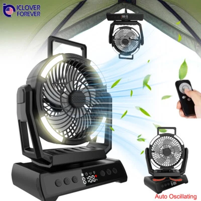 20000mAh Portable Camping Fan with Tent LED Light 360° Rotation USB Rechargeable - Image 1 of 4